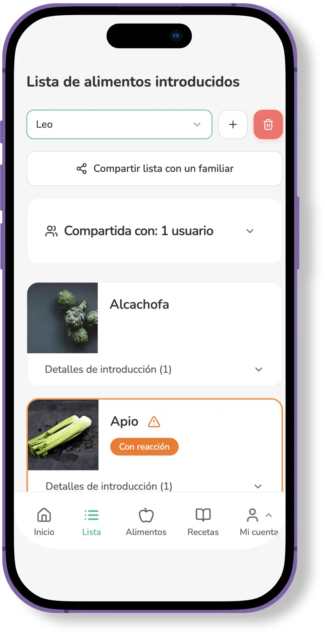 Lista de Alimentos Introducidos Lista de Alimentos Introducidos