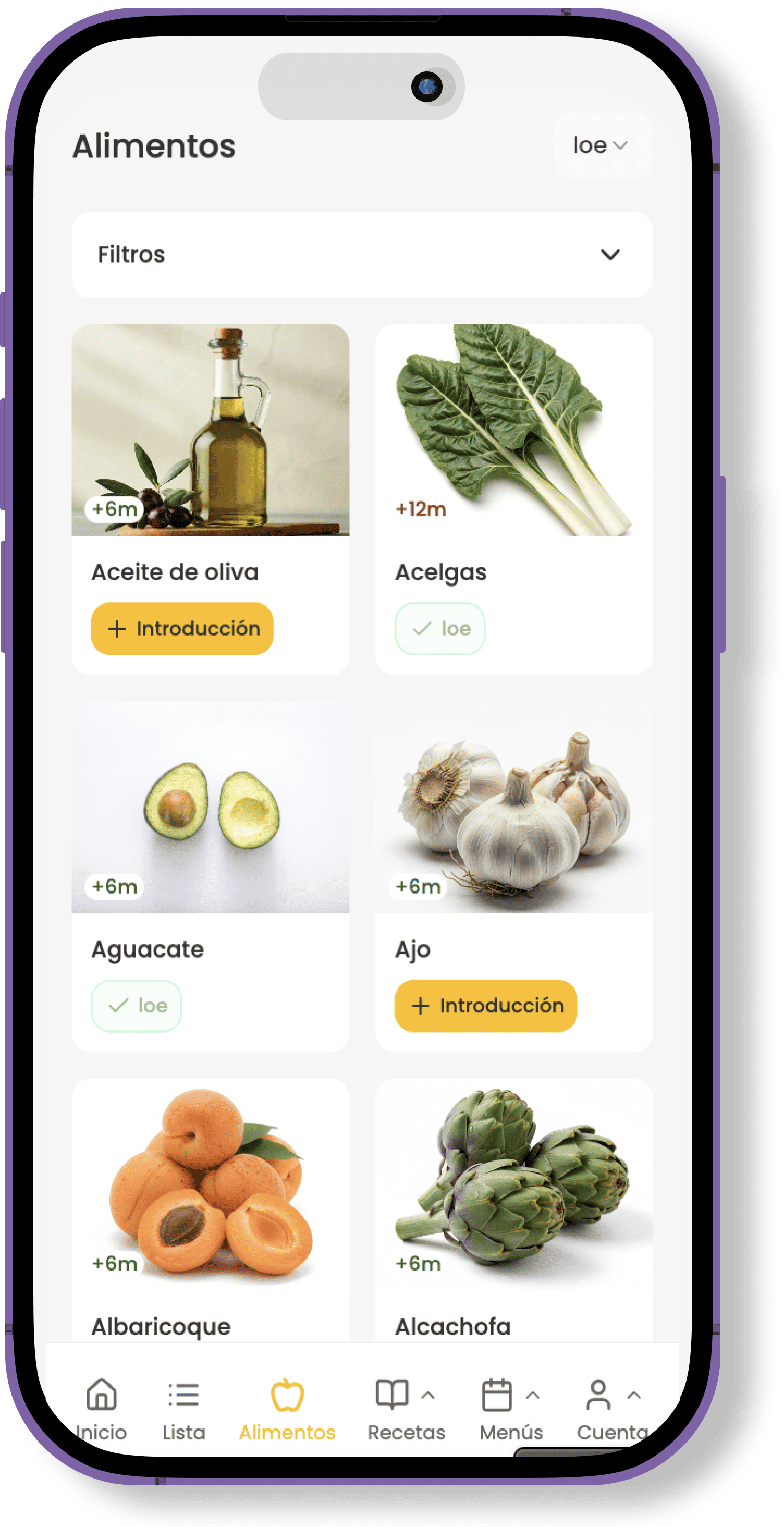 Lista de alimentos de BLWbebé